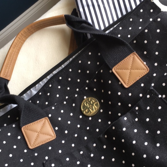 Extra large Mud Pie Black / white dot diaper bag - Picture 6 of 8